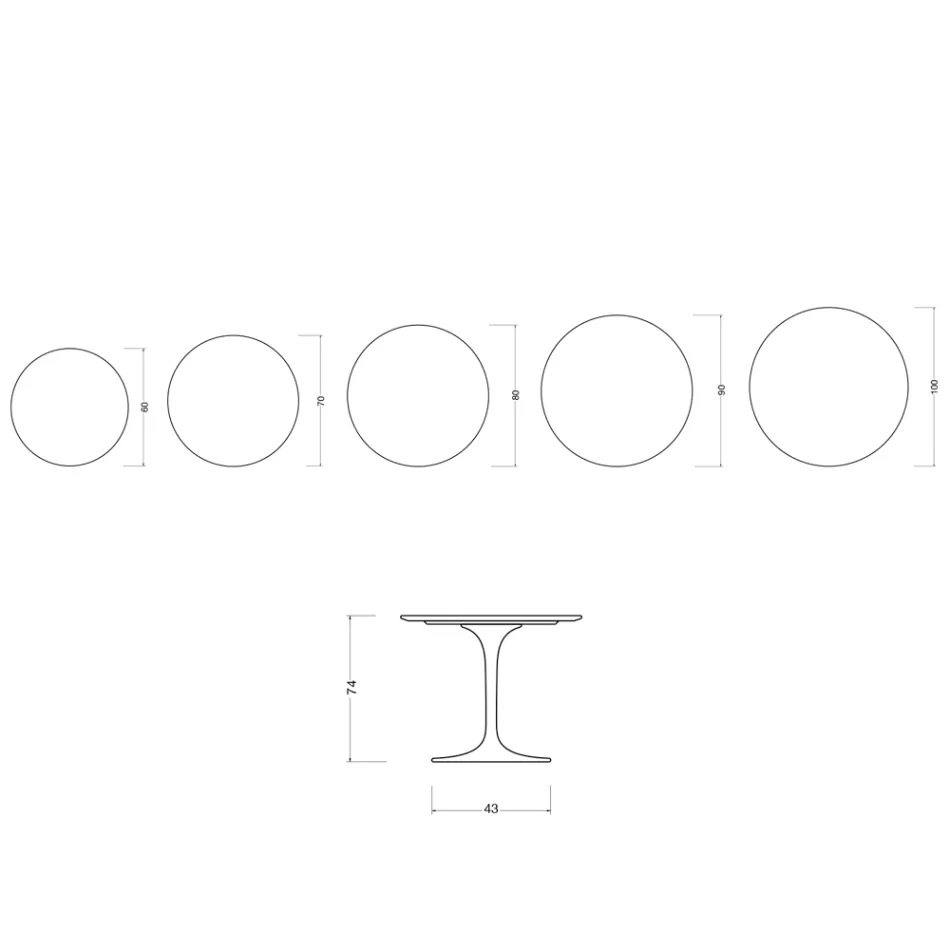 Saarinen Tulip Table H 74 cm in Florim Calacatta Gold Gloss Ceramic - Scarlet Viadurini