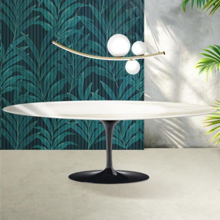 Saarinen Tulip Table H 74 cm in Florim Calacatta Gold Gloss Ceramic - Scarlet Viadurini