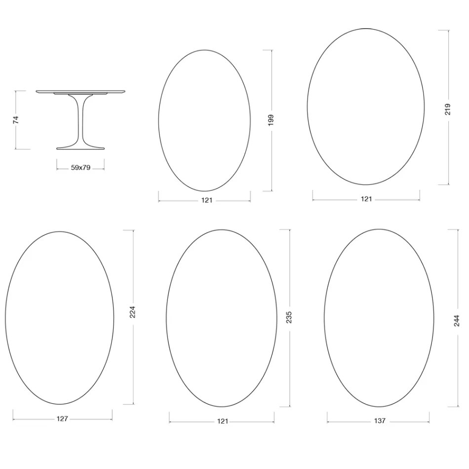 Saarinen Tulip Table H 74 cm in Florim Calacatta Gold Matt Ceramic - Scarlet Viadurini