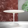 Saarinen Tulip Table H 74 cm in Florim Calacatta Gold Matt Ceramic - Scarlet