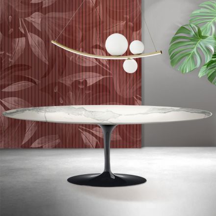 Saarinen Tulip Table H 74 cm in Matt Florim Statuario Ceramica - Scarlet Viadurini