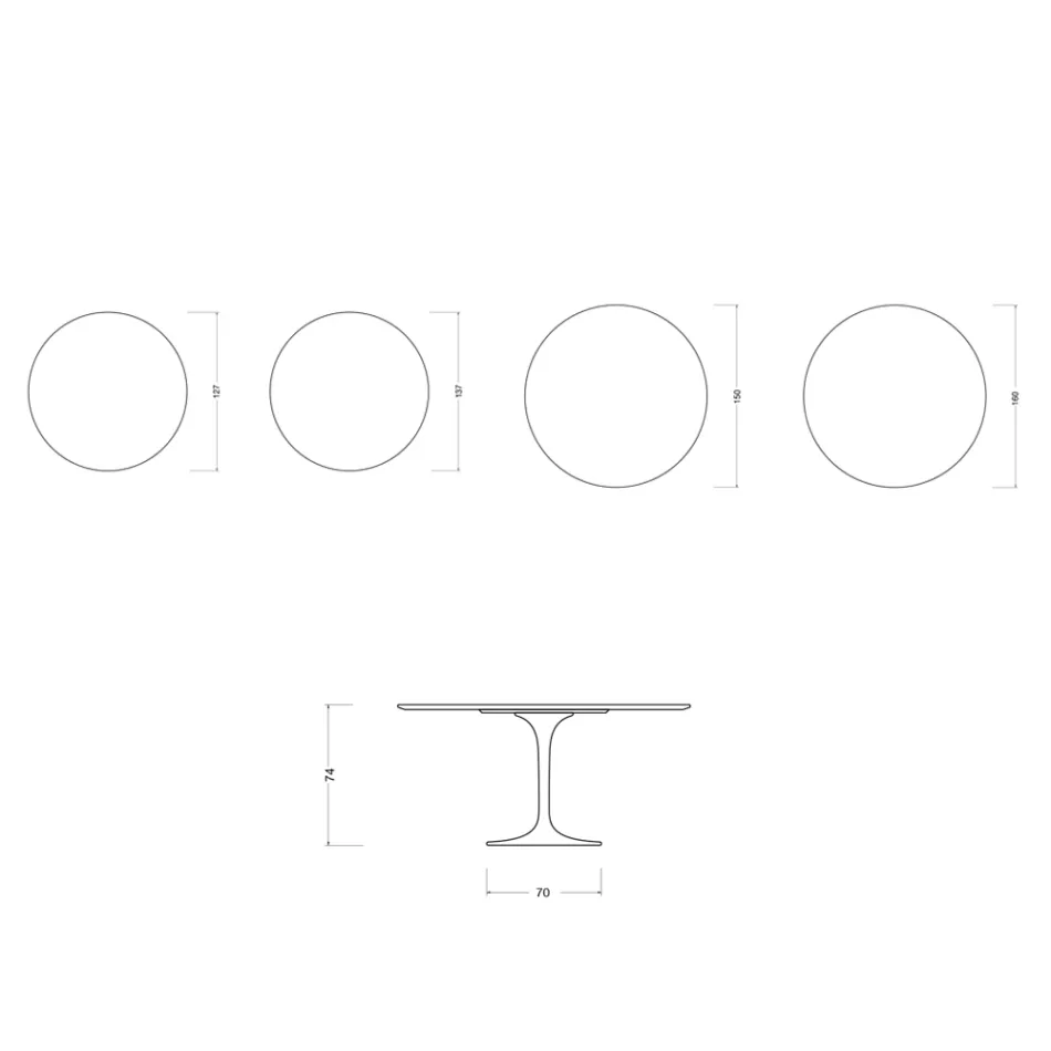 Tulip Saarinen Table H 74 cm Round in White Florim Ceramic - Scarlet Viadurini