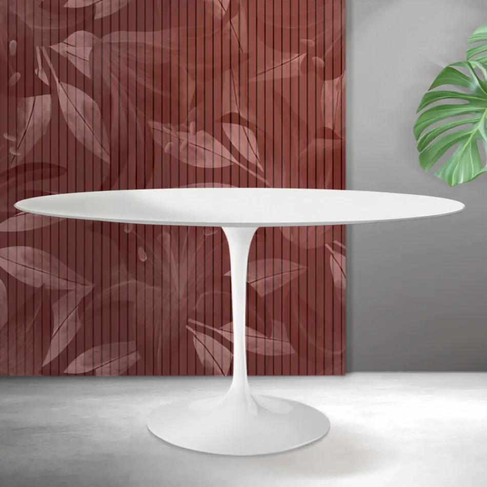 Tulip Saarinen Table H 74 cm Round in White Florim Ceramic - Scarlet Viadurini