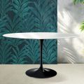 Saarinen Tulip Table H 74 cm Round in Florim Ceramic Glossy White - Scarlet