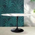 Saarinen Tulip Table H 74 cm Round in Glossy Statuario Florim Ceramic - Scarlet Viadurini