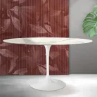 Saarinen Tulip Table H 74 cm Round in Florim Statuario Matte Ceramic - Scarlet Viadurini