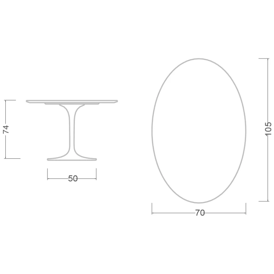 Tulip Table Saarinen H 74 with Oval Top in Carrara Marble Made in Italy - Scarlet Viadurini