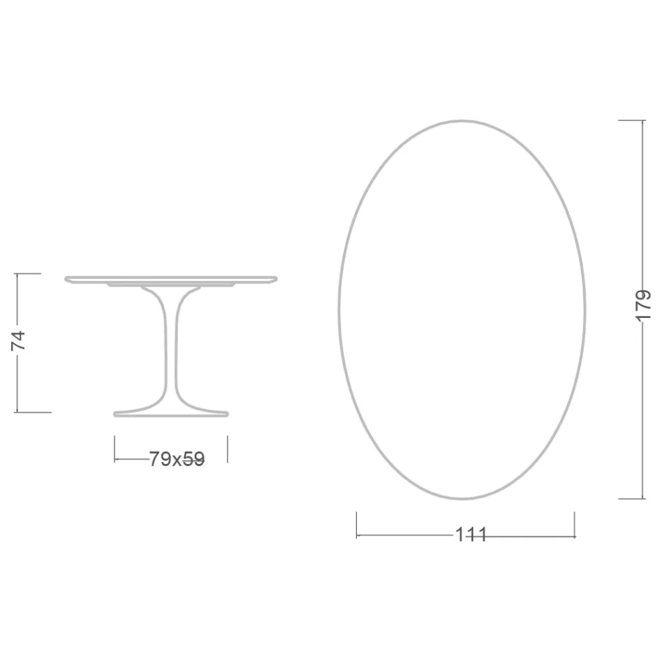 Tulip Table Saarinen H 74 Oval in Carrara Marble Statuarietto Made in Italy - Scarlet Viadurini