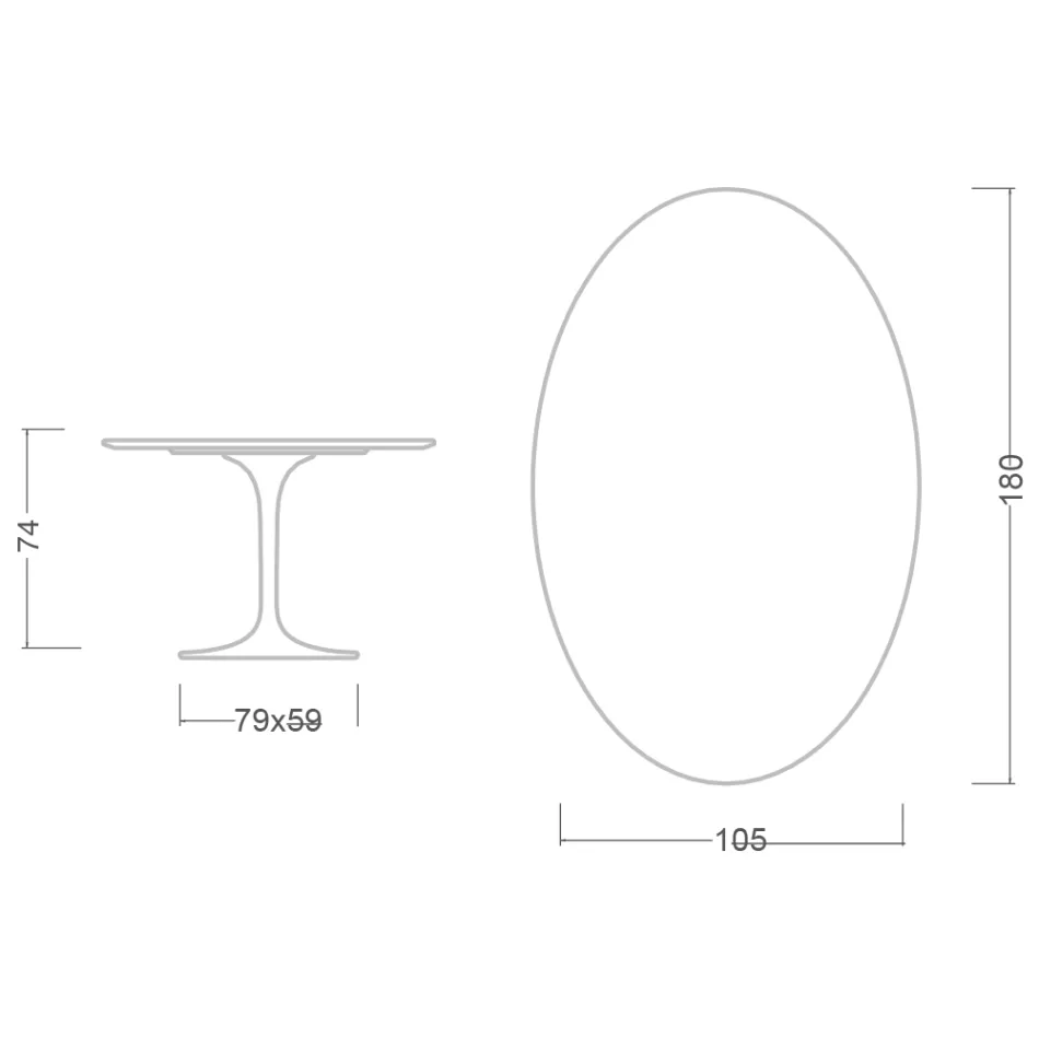 Tulip Table Saarinen H 74 Oval in Carrara Marble Statuarietto Made in Italy - Scarlet Viadurini
