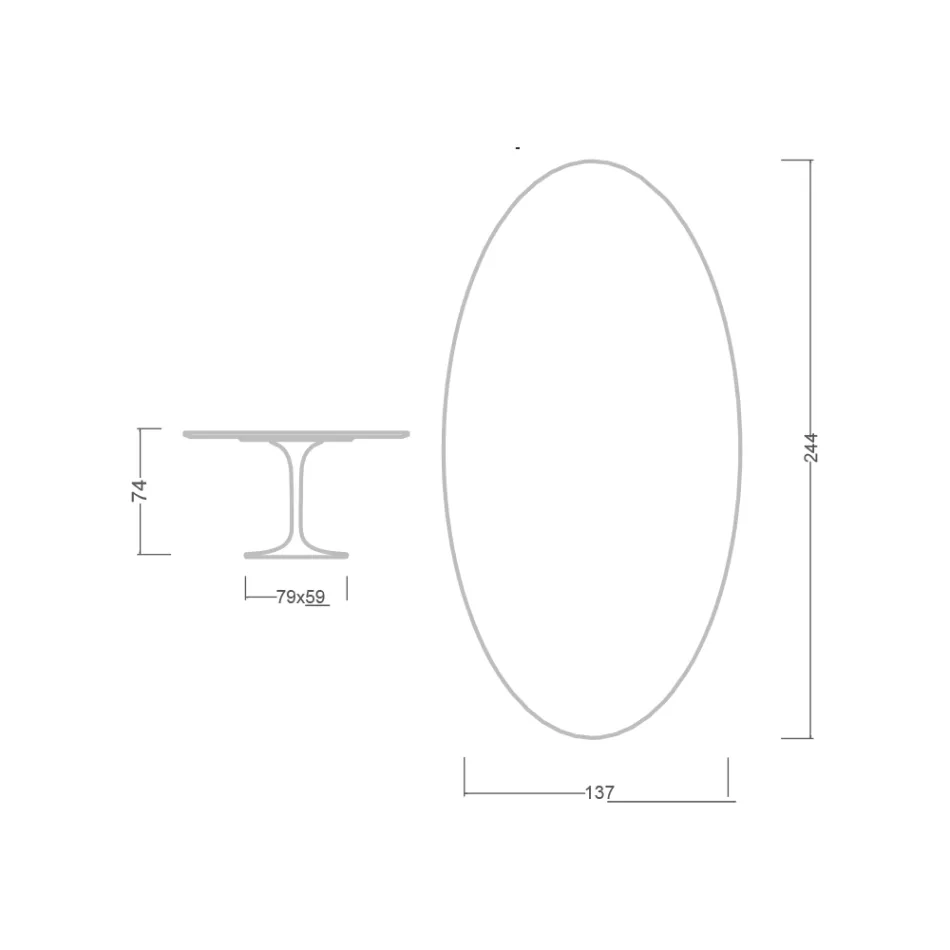 Tulip Table Saarinen H 74 Oval in Carrara Marble Statuarietto Made in Italy - Scarlet Viadurini