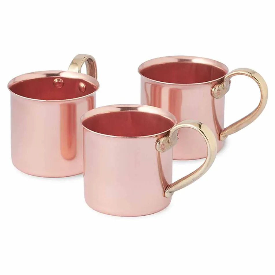 Hand Hammered Copper Cups with Handle 6 Pieces Made in Italy - Giambattista Viadurini