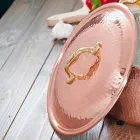 Round Hand Tinned Copper Pan 2 Handles and Lid 32 cm - Giangiorgio Viadurini