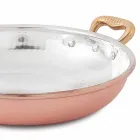 Round Hand Tinned Copper Pan 2 Handles and Lid 40 cm - Giangiorgio Viadurini