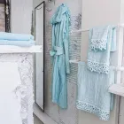 Heavy Linen Bath Towel with Italian Quality Poema Lace 2 Colours - Castle Viadurini