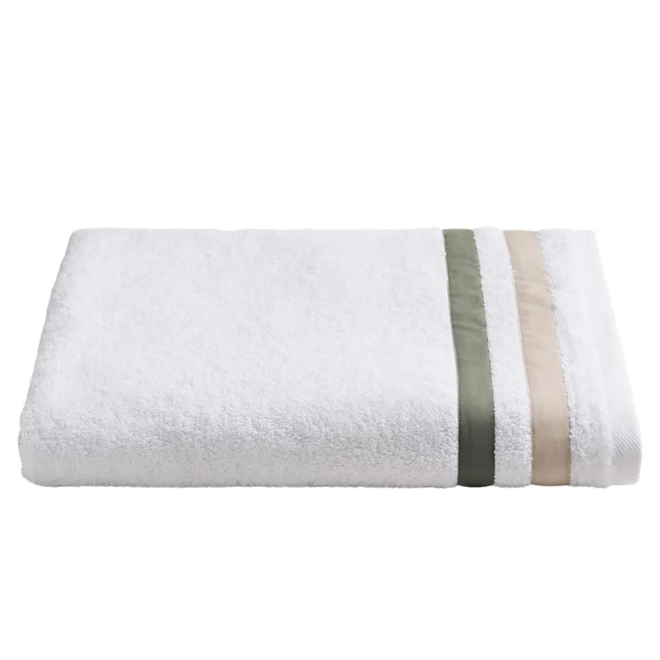 Cotton Terry Shower Towel with Double Ruffle in Cotton Percale - Serenity Viadurini