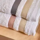 Cotton Terry Shower Towel with Double Ruffle in Cotton Percale - Serenity Viadurini