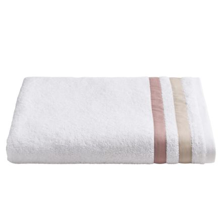 Cotton Terry Shower Towel with Double Ruffle in Cotton Percale - Serenity Viadurini