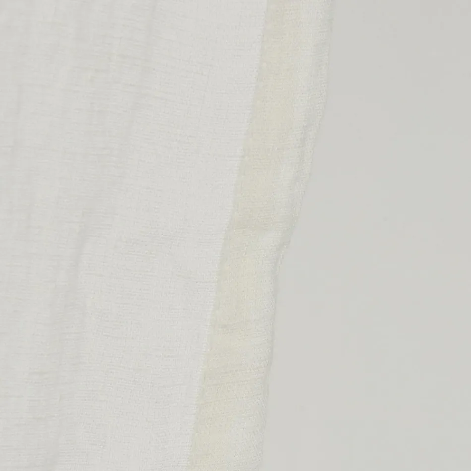White Light Linen Curtain with Italian Luxury Design Buttons - Geogeo Viadurini
