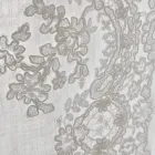 White and Light Linen Curtain with Elegant Central Lace Design - Geogeo Viadurini