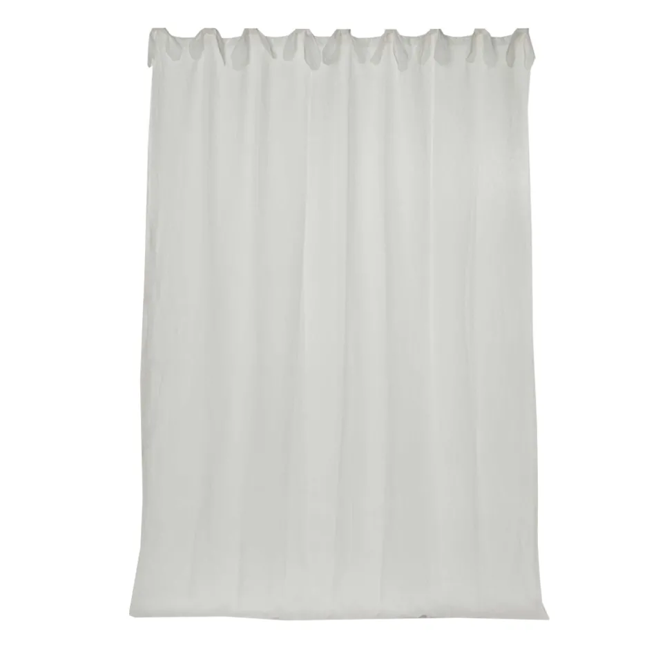 Curtain in White or Retro Light Linen and Organza with Luxury Ties - Karnak Viadurini