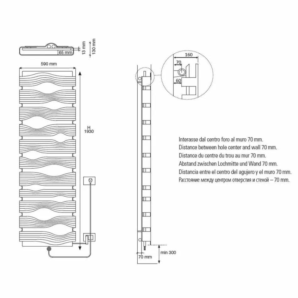 Design Electric Radiator for Lounge or Bathroom with 1000 W Led - Shine Viadurini