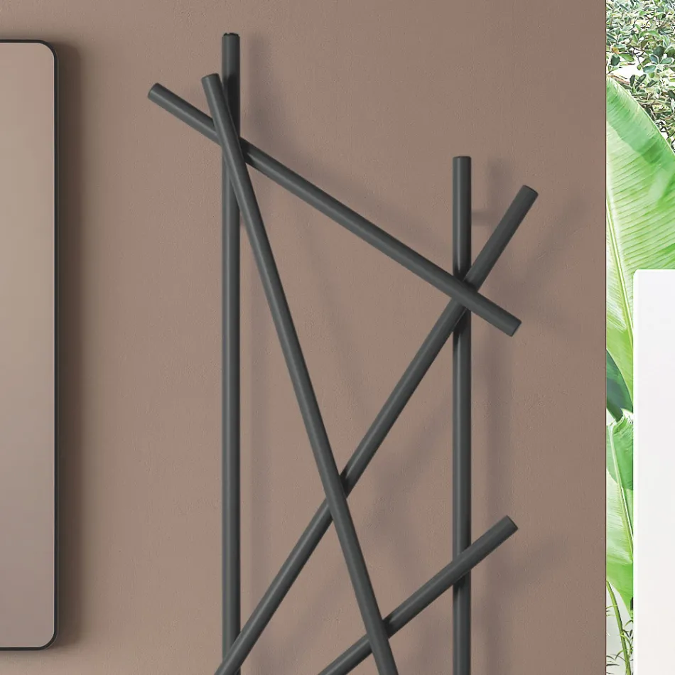 Electric Steel Radiator with Round Section Tubes Made in Italy - Random Viadurini