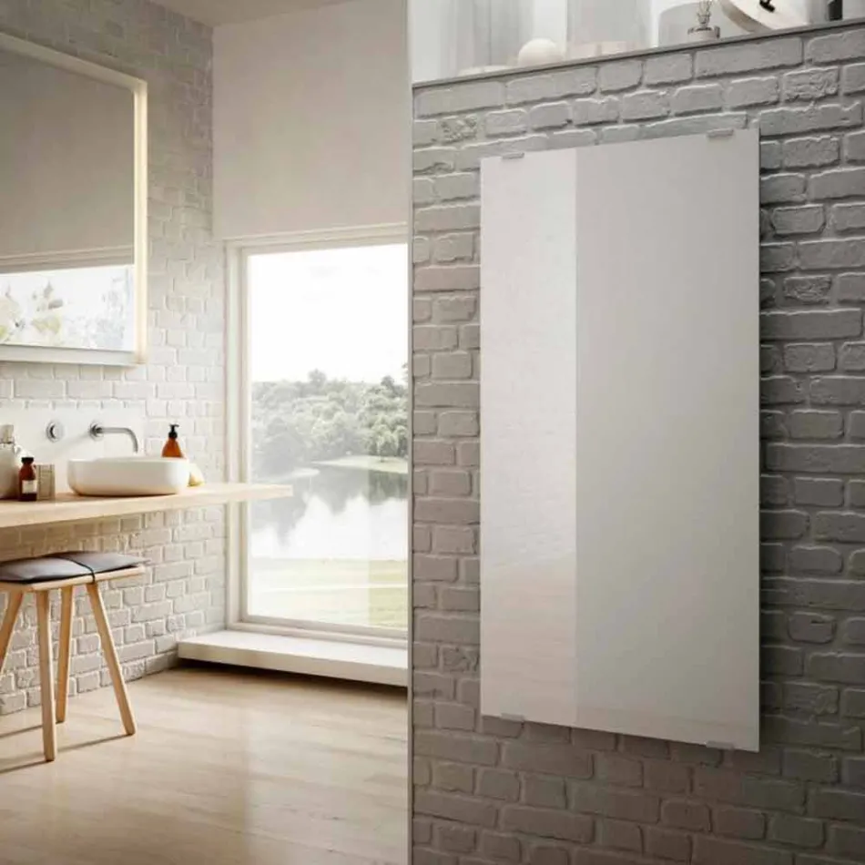 Electric radiator in white glass of Star design, made in Italy Viadurini