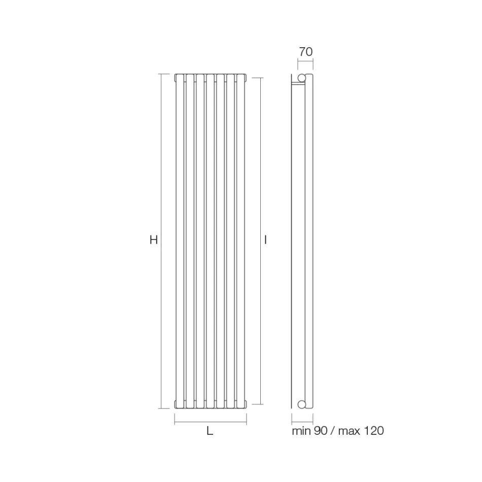 Hydraulic radiator with horizontal collectors in carbon steel - cherries Viadurini