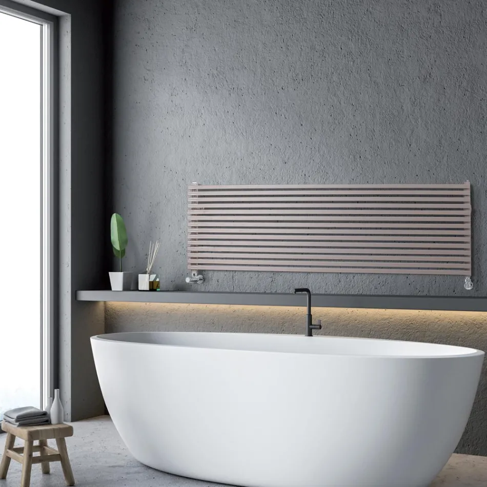 Hydraulic Radiator with Single Square Section Elements Made in Italy - Nougat Viadurini