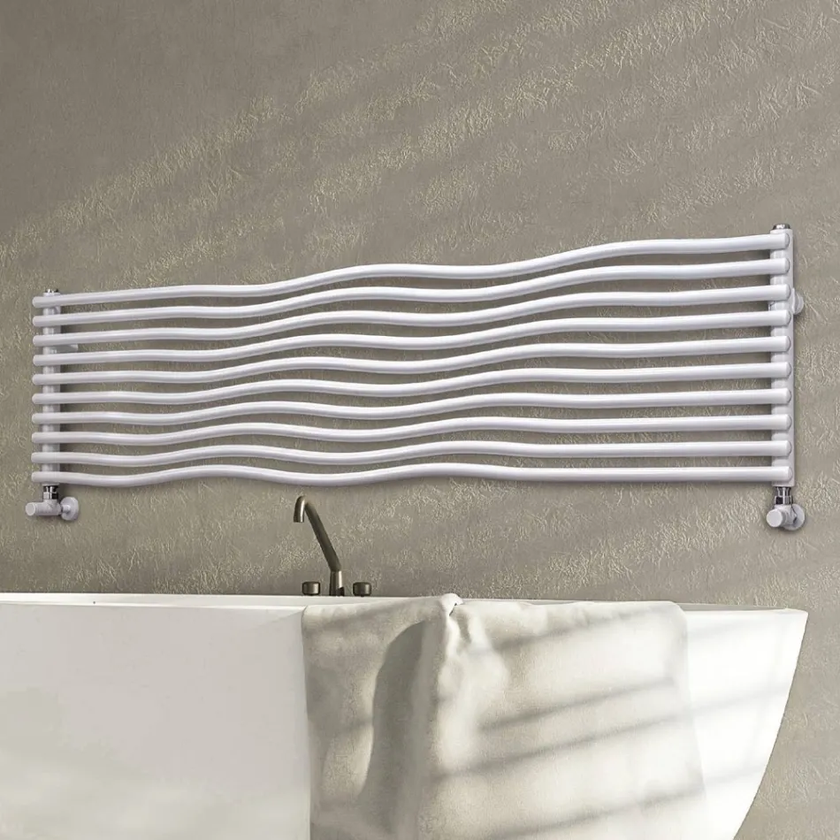 Hydraulic Radiator with Horizontal Curved Elements Made in Italy - Zucchero Viadurini