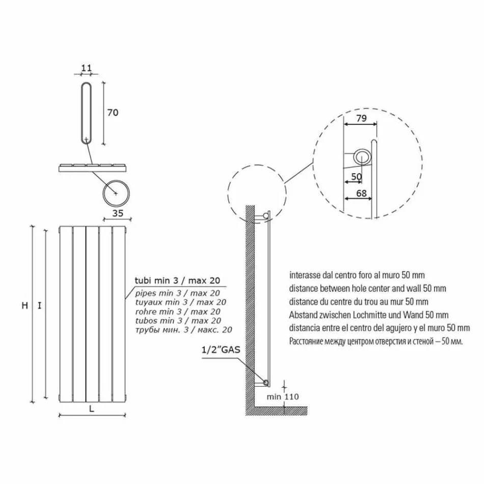 Colored Carbon Steel Design Wall Radiator 881 W - Woodpecker Viadurini