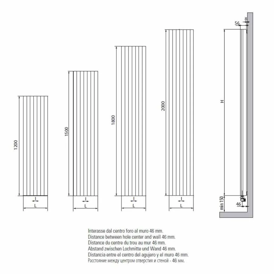 Modern Design Hydraulic Wall-Mounted Radiator up to 700 W - 100 Queues Viadurini