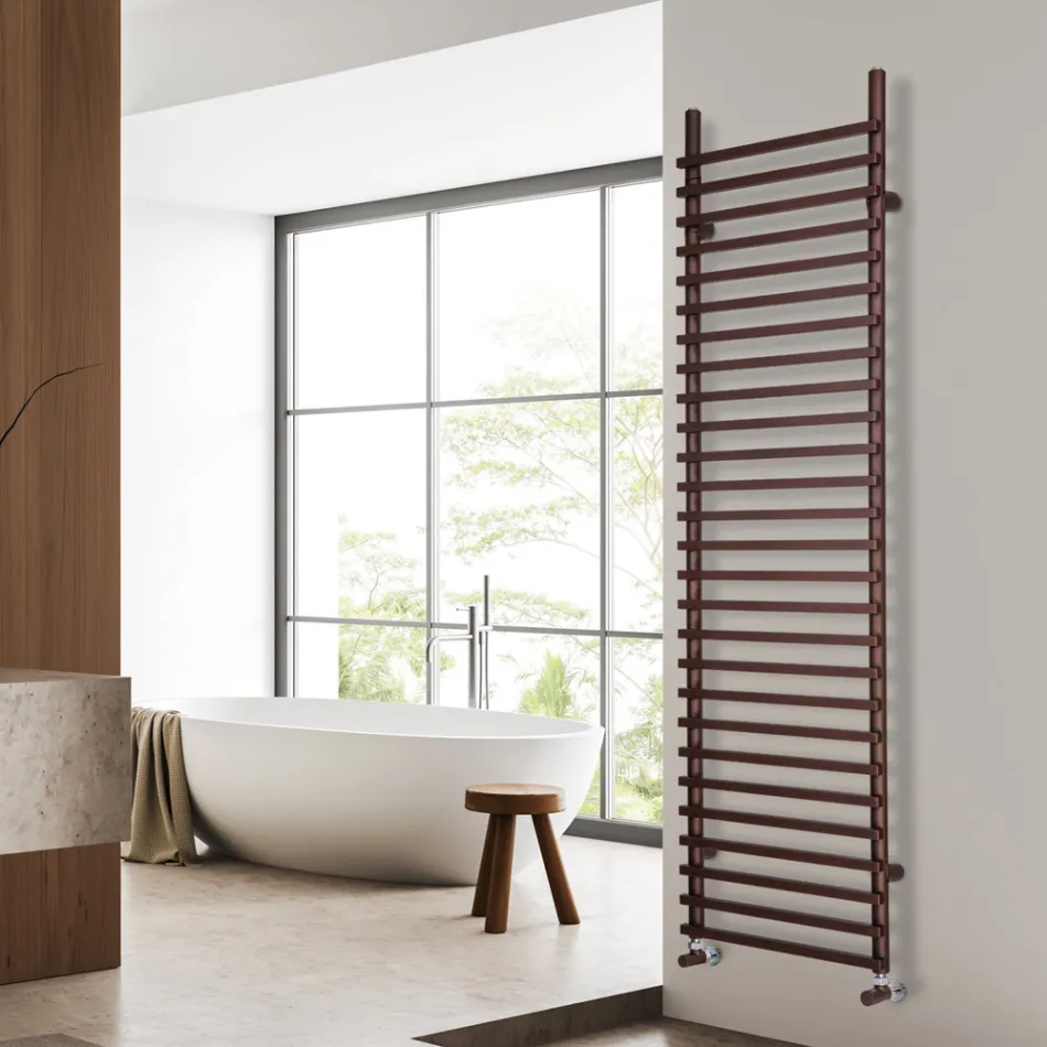 Mixed Steel Radiator with Brown Copper Finish Made in Italy - Ignis Viadurini