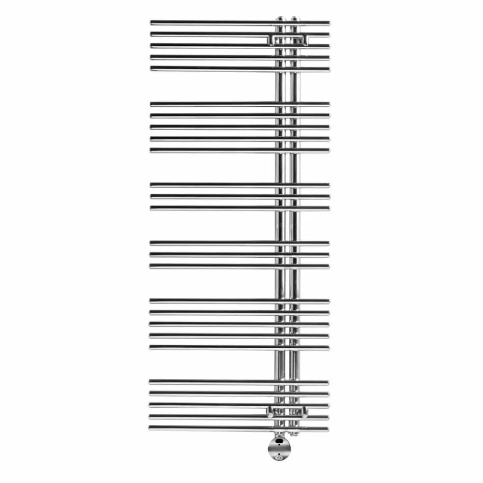 Electric heated towel rail in chromed steel design 700 W - Peacock Viadurini
