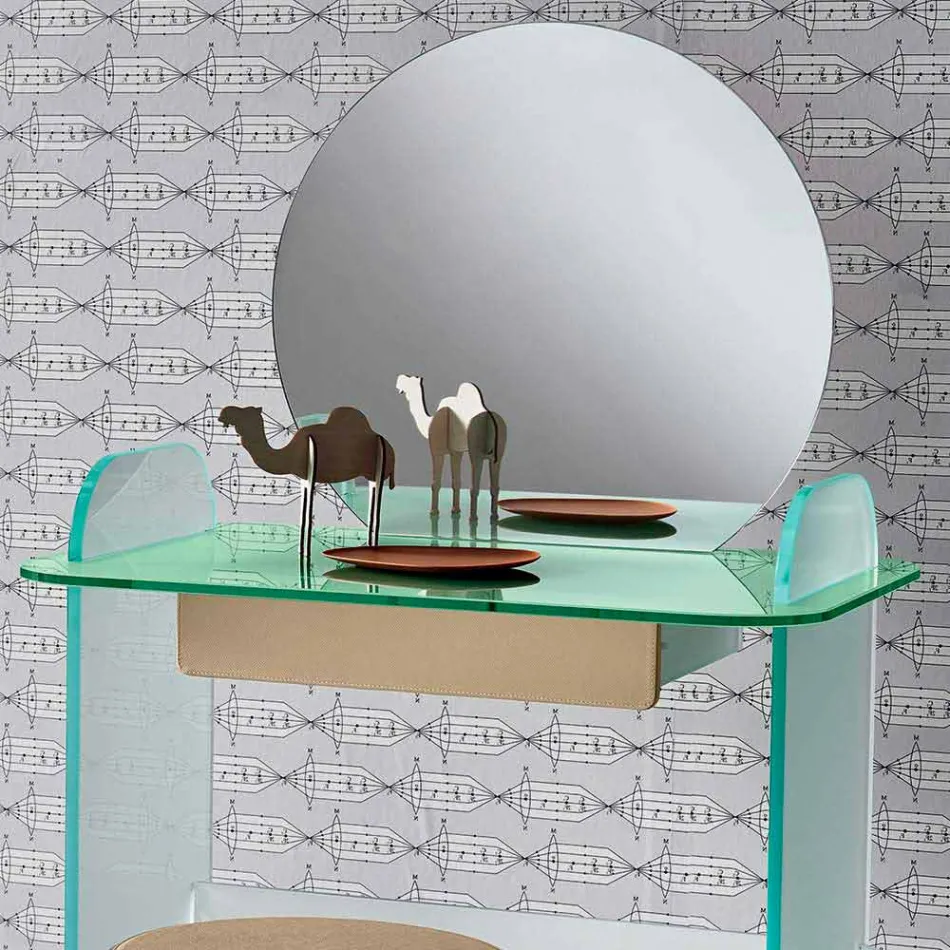 Makeup Dressing Table with Mirror and Glass Drawer 3 Finishes - Salvie Viadurini