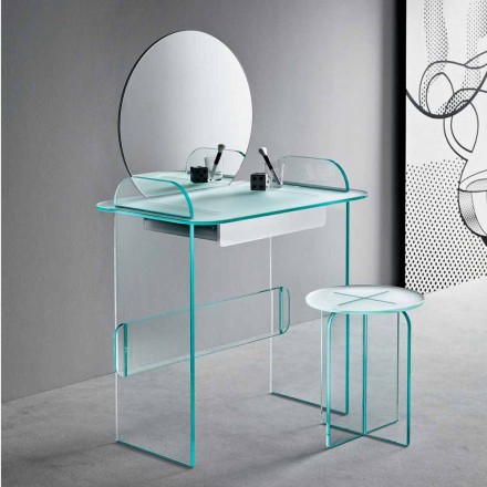 Makeup Dressing Table with Mirror and Glass Drawer 3 Finishes - Salvie Viadurini