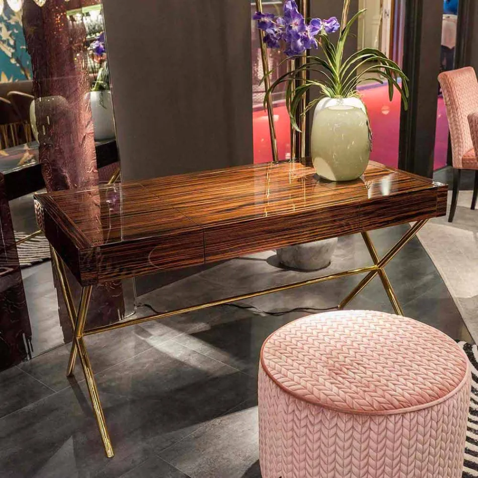 Modern dressing table with opening top in polished ebony wood Ada 3 Viadurini