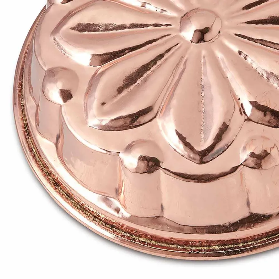 Round Hand Tinned Copper Cake Pan with Flower Decoration 28 cm - Gianmattia Viadurini
