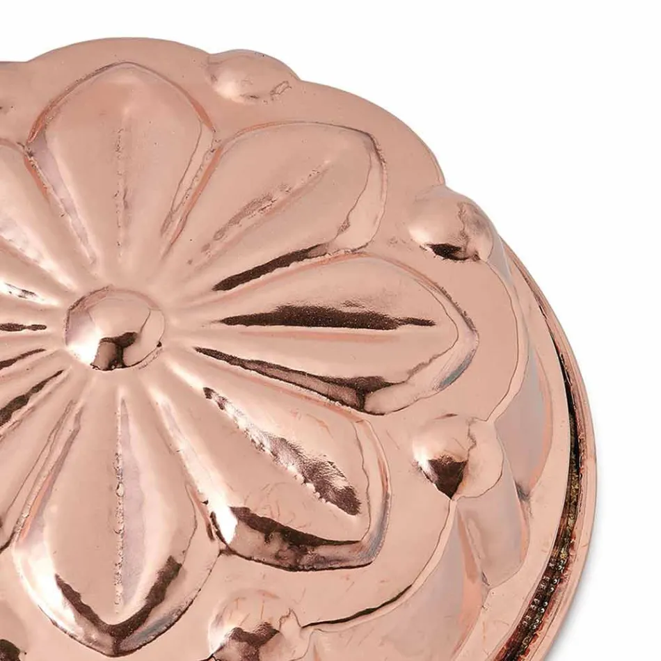 Round Hand Tinned Copper Cake Pan with Flower Decoration 28 cm - Gianmattia Viadurini