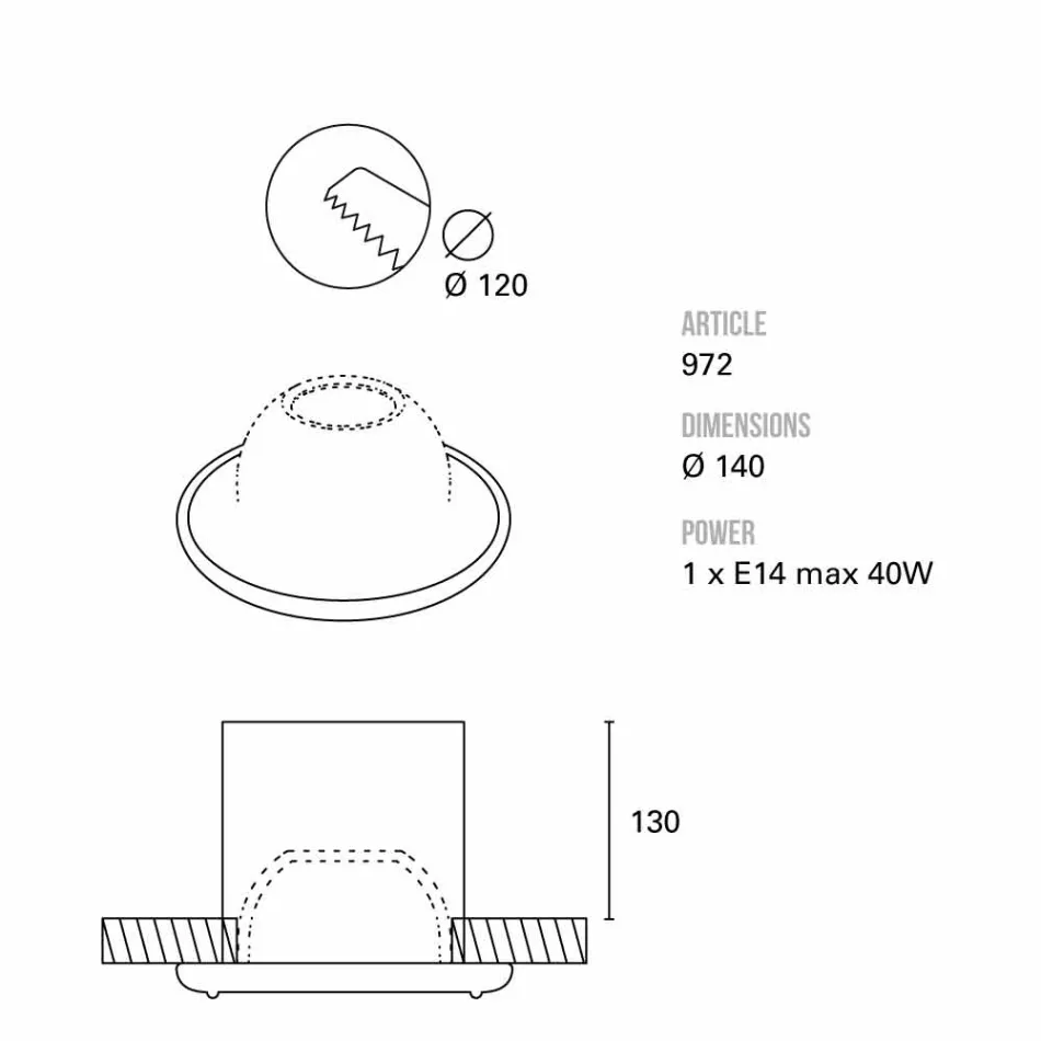 Toscot Battersea built-in lighthouse Ø14 cm made in Tuscany Viadurini