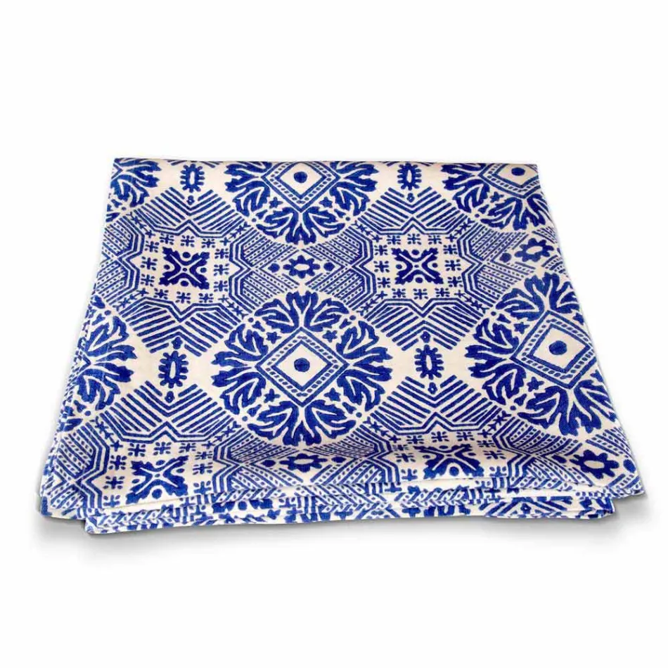 Hand Printed Artistic Tablecloth Unique Piece of Italian Craft - Brands Viadurini