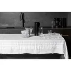 White Linen Tablecloth with Italian Luxury Pleated Border - Tippel Viadurini