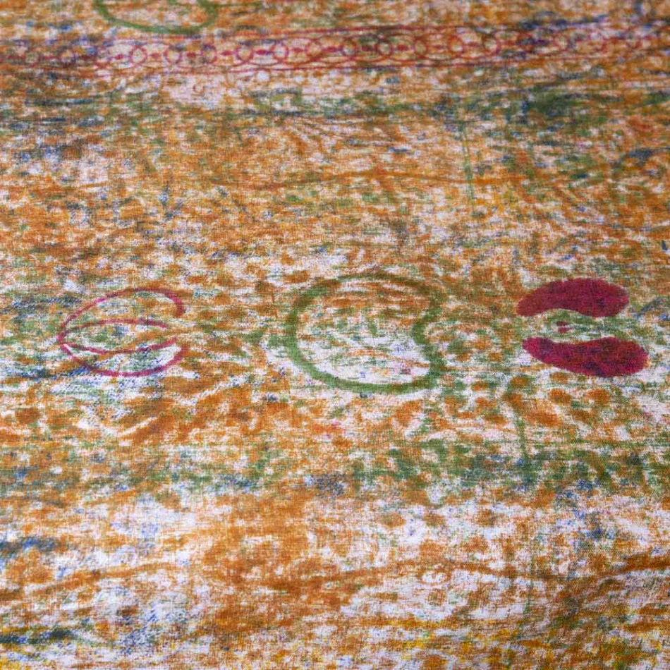 Tablecloth of Italian Art with Hand Printed Cotton One Piece - Brands Viadurini