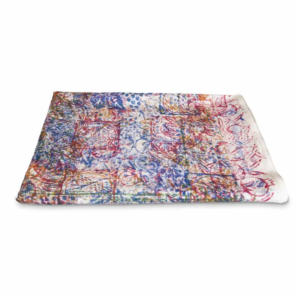 Tablecloth of Italian Art with Hand Printed Cotton One Piece - Brands Viadurini