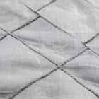 Anthracite Linen Tablecloth and Border with Geometric Decoration, Handcrafted - Dippel Viadurini