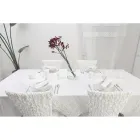 Luxury White Rectangular Linen Tablecloth with Frame or Lace - Davinci Viadurini