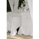 Luxury White Rectangular Linen Tablecloth with Frame or Lace - Davinci Viadurini