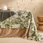Printed and Garment-Wash Linen Tablecloth with a Lush Floral Design - Caress Viadurini
