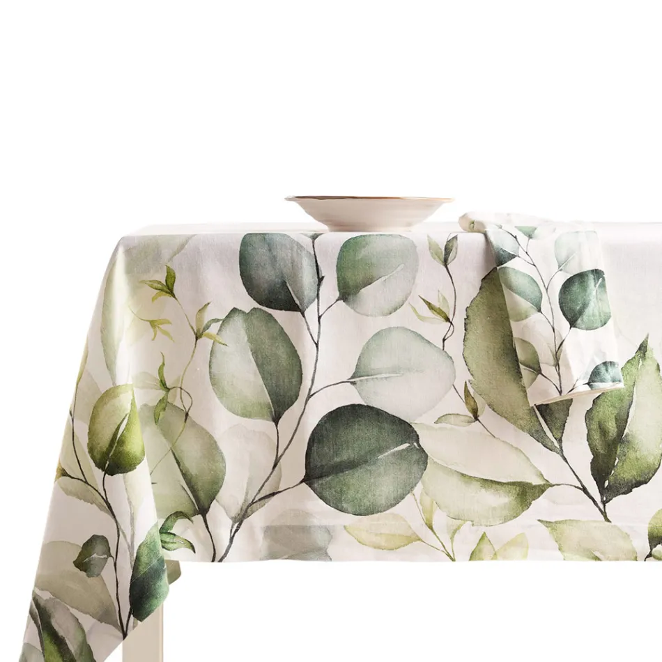 Printed and Garment-washed Pure Linen Tablecloth Made in Italy - Fantasy Viadurini