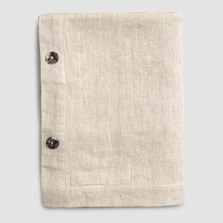 Luxury Modular Colored Linen Tablecloth with Buttonholes and 12 Buttons - Mediterranean Viadurini